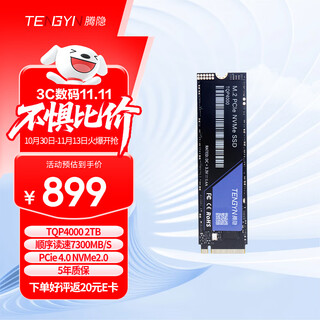 腾隐（TENGYIN）精选长江存储晶圆台式机笔记本SSD固态硬盘PCIe4.0 NVMe TQP4000 2TB 7300MB/S 