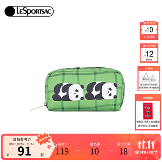 Lesportsac trendy series printed small bag clutch bag storage bag fashion bag women's bag gift for girls green cute panda