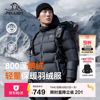 Pelliot classic 2.0 800 puff goose down down jacket men's outdoor warm jacket women's winter jacket 114408281 black l