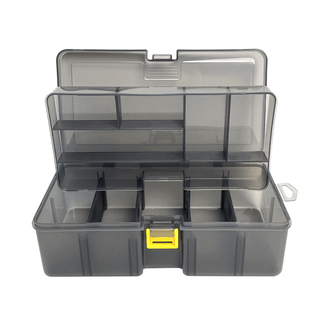 Xiangyue lure box double-layered false bait soft bait box fishing gear multifunctional storage box fishing accessories sea fishing tool box plastic box double-sided lure box (gun color)