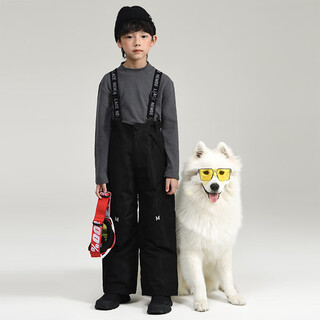 Nanny goose kids2025 new winter children's pants for boys and girls to wear thick overalls for middle and large children's ski pants northeast black 120 cm