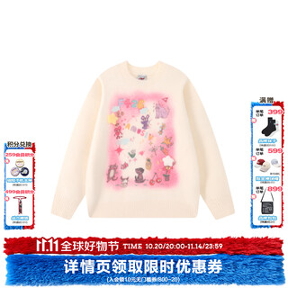 F426 national fashion brand winter new colorful and interesting printed three-dimensional star imitation mink sweater off-white s