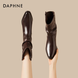 Daphne pointed toe short boots new retro maillard western cowboy boots 4025605011 brown 36