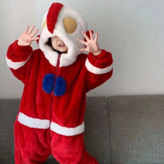 Chengzi ultraman one-piece pajamas, winter children's style coral velvet, warm, super cute and cute, thickened home for male and female babies, aote red, m size 8, 90-100c 30jin jin is equal to about 0.5 kg
