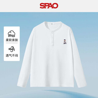 Spao henry collar casual long-sleeved t-shirt for men and women 2025 autumn bottoming shirt soft and skin-friendly top spcx25st05xy