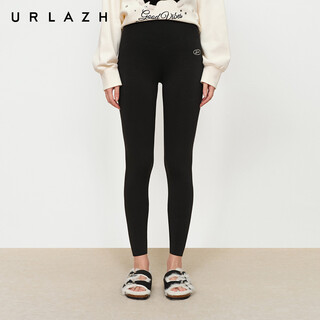 Urlazh youlan shopping mall same style 2025 winter new high waist slim fit plus velvet embroidered small warmer leggings for women dark gray l