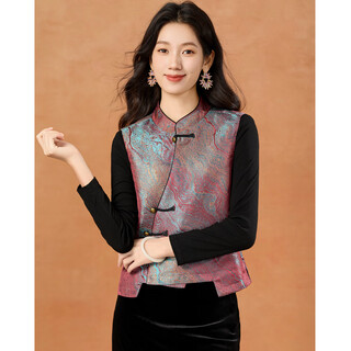 Kebel new chinese style ambilight national style retro vest women's 2025 new autumn stand collar button sleeveless jacket l
