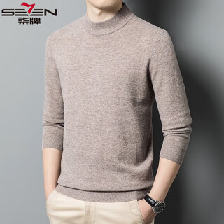 Qipai qipai cardigan men's 100 pure wool autumn and winter thickened half turtleneck sweater for middle-aged and elderly people camel-half turtleneck m 165-100-120jin jin equals 0.5 kg