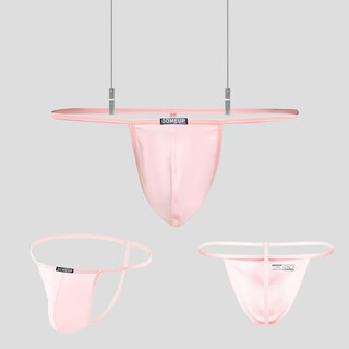 Men's underwear, ultra-thin breathable t-shaped pants for boys, sexy quick-drying thong for sports and fitness, light pink, 1 pair m
