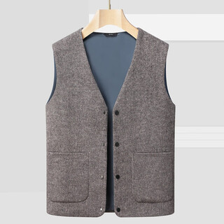Boss high-end light luxury double-sided woolen suit vest for men high-end warm woolen woolen woolen vest for men to wear inside and outside, brown m 170