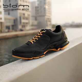 Ecco biom c autumn and winter leather sneakers for men jianbu 800434 black/mango yellow 42