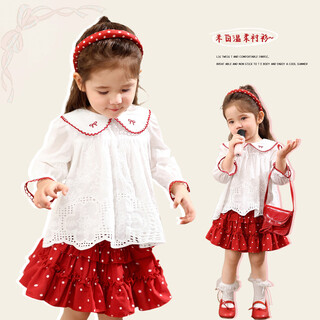 Luson little o dad baby girl baby girl autumn clothing 2025 spring and autumn new baby sweet white shirt off-white 100