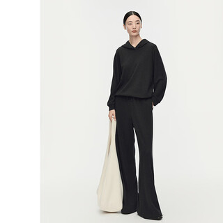 Aum (aum) easy suit aum 2025 winter new cashmere blended knitted sweatshirt wide-leg pants for women dark gray top m