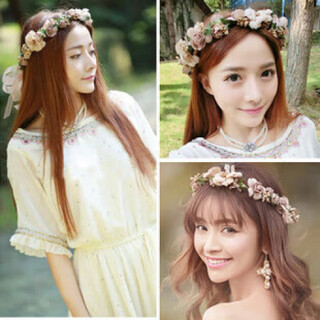 Everlasting leaf flower fairy garland korean style bridal headdress beach flower hat accessories same style wedding accessories coffee