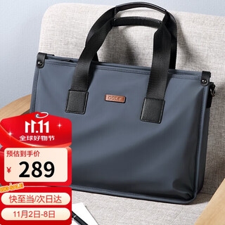 Golf golf business briefcase men's large-capacity handbag men's 15-inch laptop bag horizontal multi-compartment business casual shoulder crossbody bag 5i768439j gray