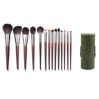Cangzhou animal hair makeup brush set 14 soft beauty tools for beginners complete set of makeup brushes wholesale animal hair + green radish brush bucket 14 pieces