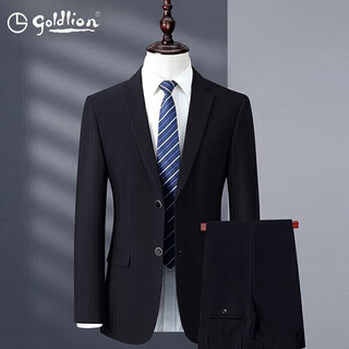Goldlion g+ goldlion light luxury suit men's autumn and winter business casual double-breasted suit groom wedding suit black m 170 100-120 jin jin equals 0.5 kg