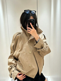 Acne xiaohongshu hot style 2025 autumn and winter new designer brand retro fashionable double breasted short high collar khaki khaki ready in stock s one size fits all