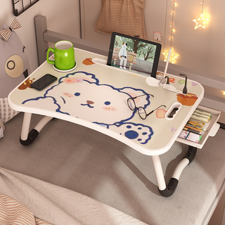 Kunfeng cartoon bed small table folding computer desk student children's bedroom dormitory upper bunk study small table lazy honey bear flat model w anti-slip table leg