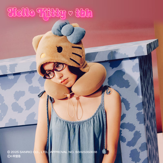 Brutalist home (tbh) sanrio hello kitty hooded travel u-shaped pillow travel aircraft neck pillow portable head pillow hello kitty hooded travel u-shaped pillow