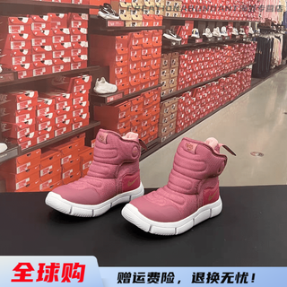 耐克（NIKE）经典冬季儿童防水运动鞋魔术贴高帮保暖加绒雪地靴休闲防水棉靴 雪地靴/深粉色 30 拍大一码
