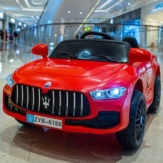 He jiagong electric car children's four-wheel car with remote control swing four-wheel drive male and female baby toy car charging dual drive red + mobile phone bluetooth + swing + 12v4a