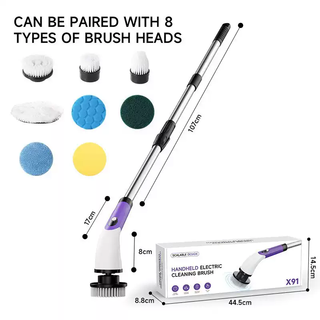 Zhong zhang gui electric mop household multi-functional cleaning brush fully automatic lazy mop wet and dry use one mop clean without leaving water stains electric mop - purple ten-in-one