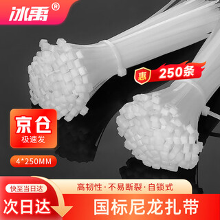 Bingyu byb-01 nylon tie, nylon tie, plastic tie, self-locking nylon cable management tape 4*250mm national standard (250 pieces)