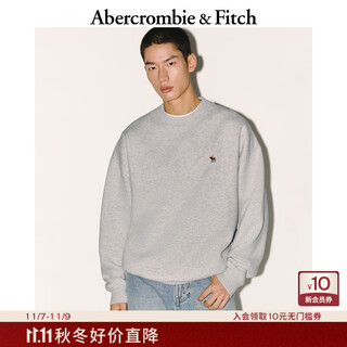 Abercrombie & fitch fleece crew neck classic elk pattern men's 25 autumn and winter new sweatshirt jacket 122-5535 light gray m (180/100a)