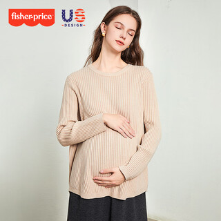 Fisher-price maternity top spring and autumn mid-length loose t-shirt with bottoming shirt knitted winter long-sleeved sweater milky apricot one size 150jin jin is equal to 0.5kg suitable to wear within 0.5kg
