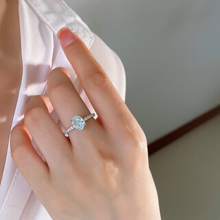 Quan yin quality aquamarine ring 1.5 carat pigeon egg treasure artificial 925 silver inlaid artificial ocean blue no. 5