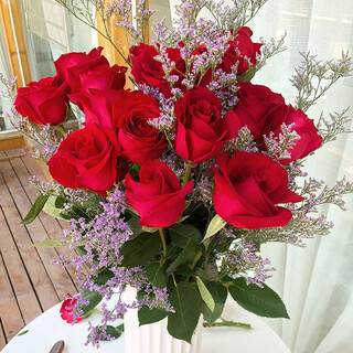 Qianqian whispering dounan basis direkter großhandel rosenblüten bundesweit expressversand freundin geschenk nach hause wasser-raised-blumenarrangement familie 10 rote rosen + liebesgras senden + konservierungsmittel senden
