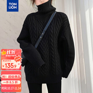 Tonlion 2025 autumn and winter versatile women's turtleneck pullover sweater