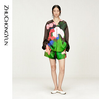 Zhuchongyun2025 winter new style pattern silhouette top v-neck tailoring with spliced cuffs for women, color m