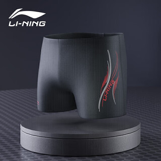 Li ning li-ning swimming trunks men's elastic comfortable boxer swimsuit quick-drying non-fitting hot spring vacation men's swimming trunks black lssl125 xl