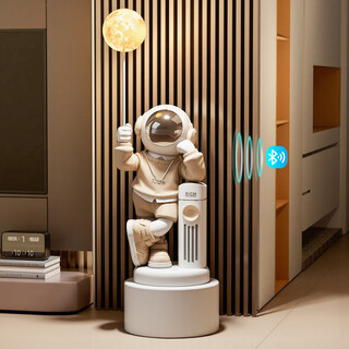 Bhm astronaut large ornament floor-standing audio living room ornament tv cabinet sofa decoration housewarming gift beige astronaut total height 145cm + bluetooth speaker + 16 color lights + piggy bank