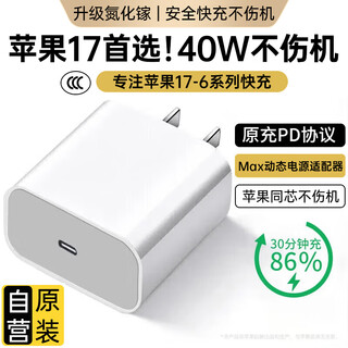苹果17/16充电头40W充电器适配原装正品iPhone17promax/Pro/16/15充电器头数据线快充套装 厡·裝苹果40W快充头丨快充不伤机 3C认证丨PD3.0认证
