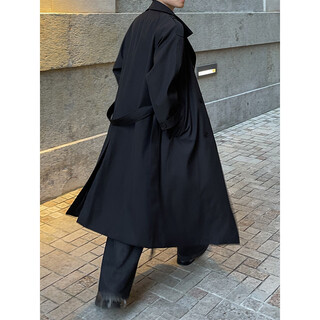 Shelley jones korean handsome windbreaker men's spring and autumn trend ins mid-length coat loose youth high-end coat black m recommended 80-100jin jin equals 0.5 kg