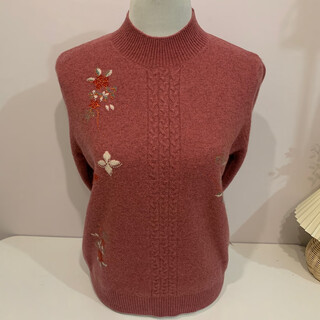 King deer pure cashmere half turtle collar western style loose large size mother's wear winter warm sweater middle-aged and old women's bottoming shirt pink m recommended 85-104 jin jin equals 0.5 kg