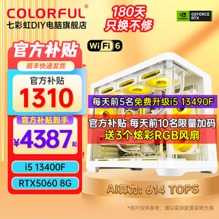 Colorful computer i5 13400f/rtx5060ti 4060ti chicken eternal live broadcast designer rtx5070 e-sports gaming desktop computer host diy assembly complete machine with four丨i5 13400f丨rtx5060 8g
