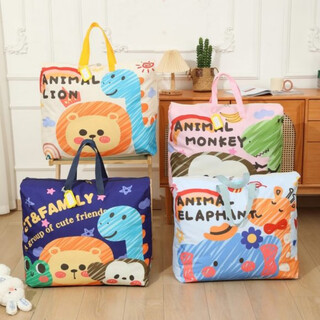 He jiagong kindergarten quilt storage bag, kindergarten special clothes pillow, bedding handbag, waterproof and moisture-proof, navy blue graffiti, upgraded thickened wear-resistant oxford cloth + last name, small size 47*40cm (small pillow for children's daily change of clothes, etc.)