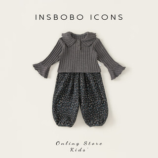 Insbobo girls suit spring and autumn baby girl suit fashionable 2025 spring new children's spring clothing girls children's clothing trendy gray 90 cm