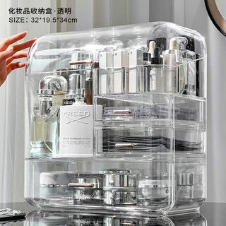 Cosmetics storage box desktop high-end dressing table acrylic skin care product storage rack dust-proof transparent extra large storage box-sf1225