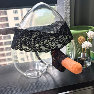 Yeya sexy men's thong, tempting transparent lace wide-brimmed waist, comfortable and open opening jj set u convex t underwear, black l, recommended 90-135jin jin equals 0.5kg, hip circumference within 95