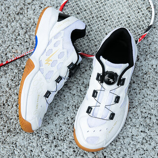 Double star badminton shoes for men and women 2025 new breathable mesh table tennis shoes youth competition training shoes white 38