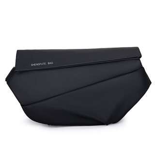 Casual chest bag men's trendy splicing crossbody bag shoulder bag shoulder strap fashion sports shoulder bag waist bag casual and versatile black