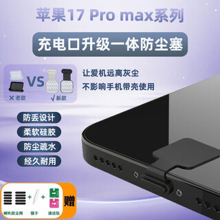 Chenzu is suitable for apple 17 pro max mobile phone all-in-one dust plug iphone charging port protection plug type-c data port plug trumpet speaker dust filter accessories anti-lost dust plug 3 black + 2 white + dust filter