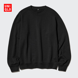 Uniqlo men's and women's sweatshirts long-sleeved sweatshirts round neck t-shirts casual solid color versatile new style 475377 09 black l /175/100a