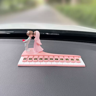 Yusenyi creative piano couple temporary parking number plate moving car phone plate car cartoon high-end car wedding dress couple + piano parking plate pink