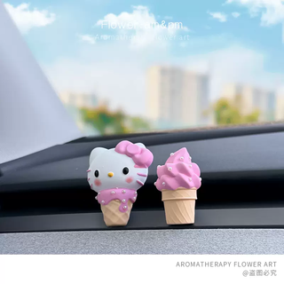 Yusenyi kt ice cream hellokitty car aromatherapy car air outlet decoration ornaments diffuser stone new car gift for women strawberry kt ice cream - strawberry pearl ice cream free conversion clip - 1 bottle of aromatherapy essential oil 1g